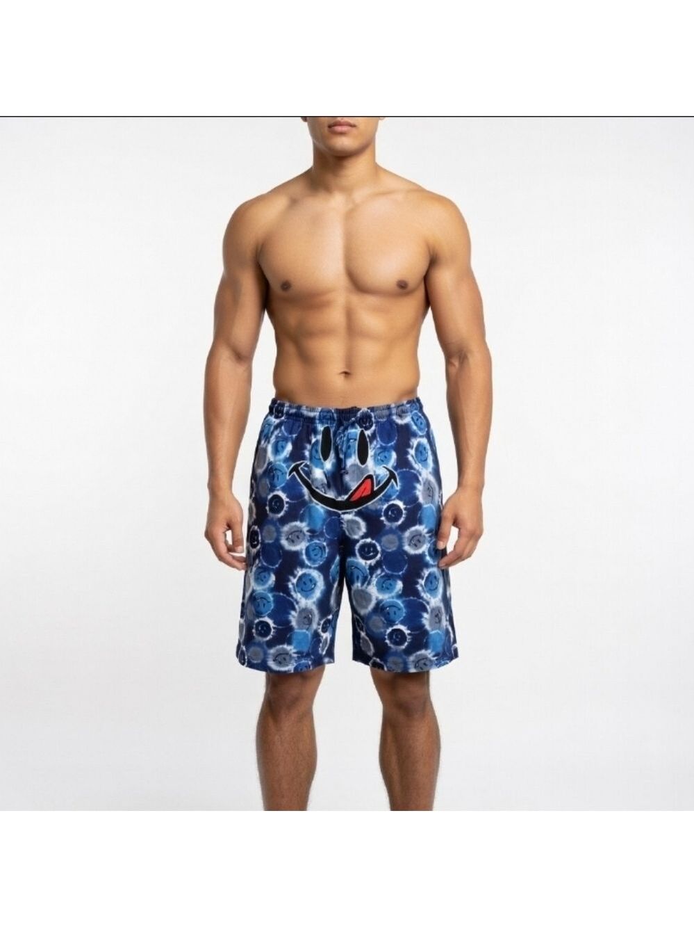 Joe Boxer Men's Blue Tie-Dye Cotton Lounge Smiley Graphic Shorts Size XXL
